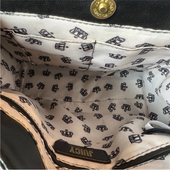 JUICY COUTURE Edgy Black Handbag Shoulder Bag Crossbody with Gold Chain Details - Picture 14 of 16